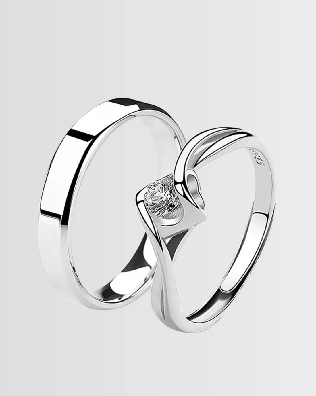 Simple Promise Solitaire Love Band -  Silver Ring by BLINGLANE