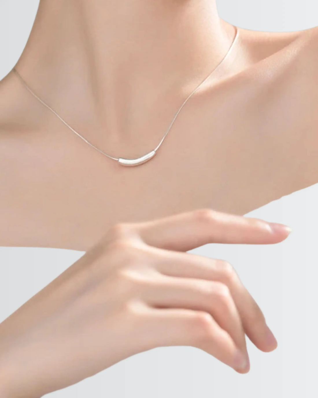 Sleek Radiance Necklace -  Silver Necklace by BLINGLANE