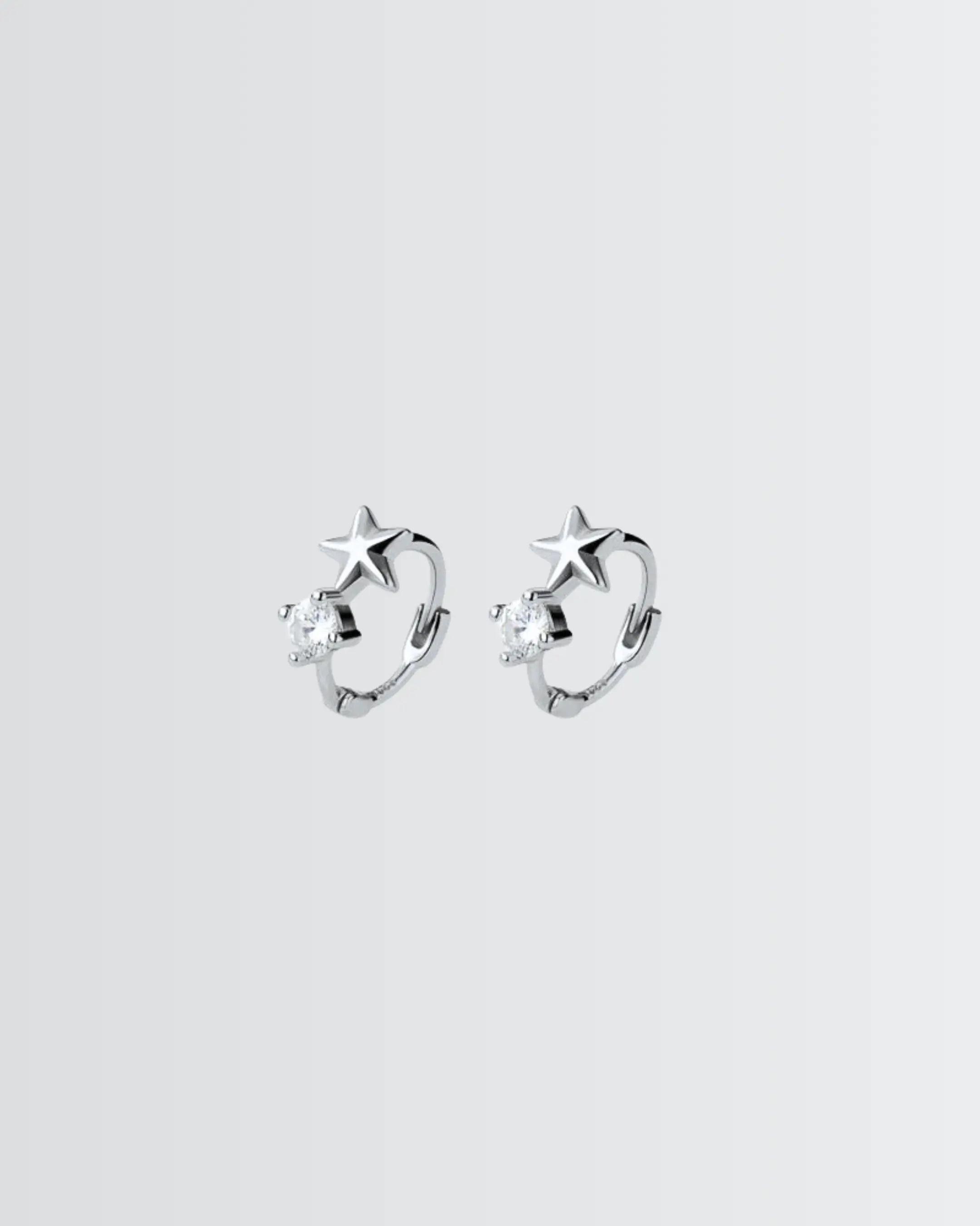 Starry Shine Mini Hoops -  Silver Earrings by BLINGLANE