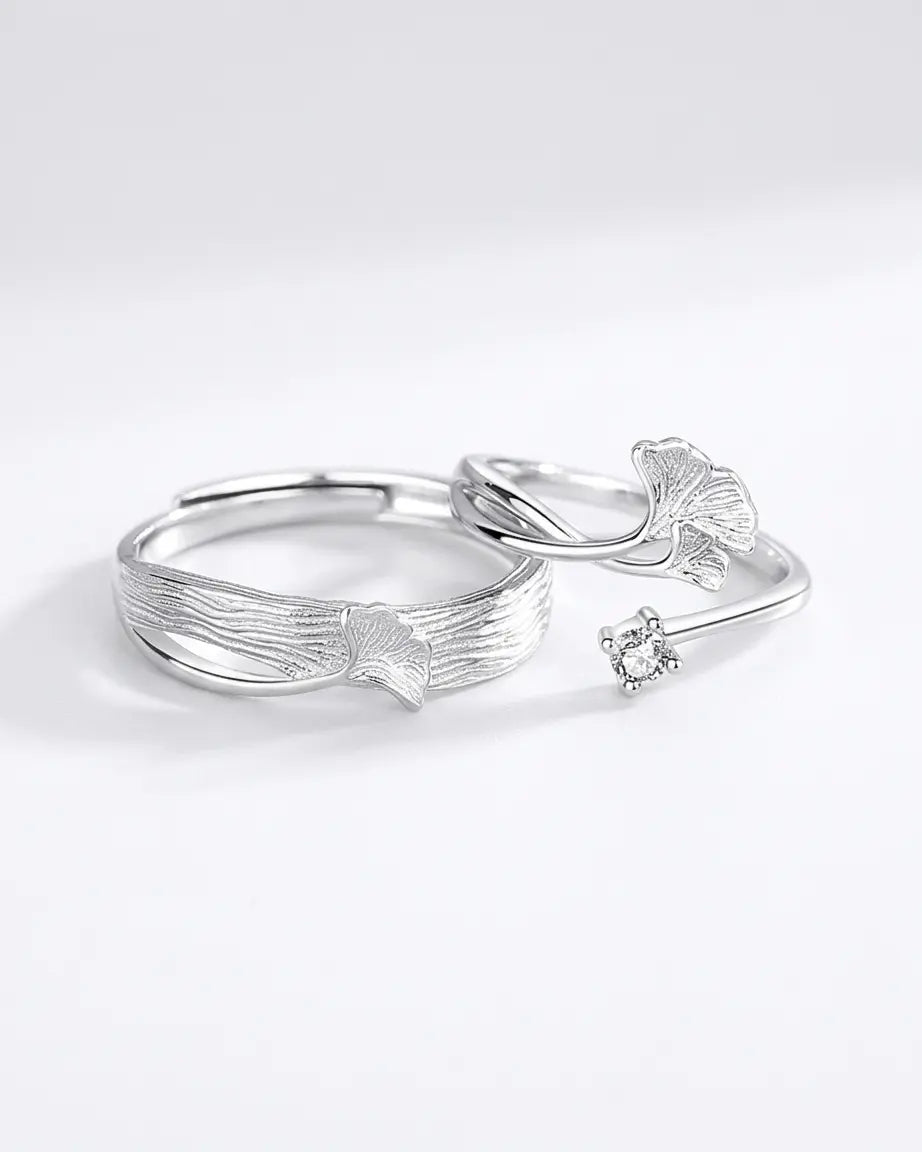 Timeless Leaves Love Bands -  Silver Ring by BLINGLANE