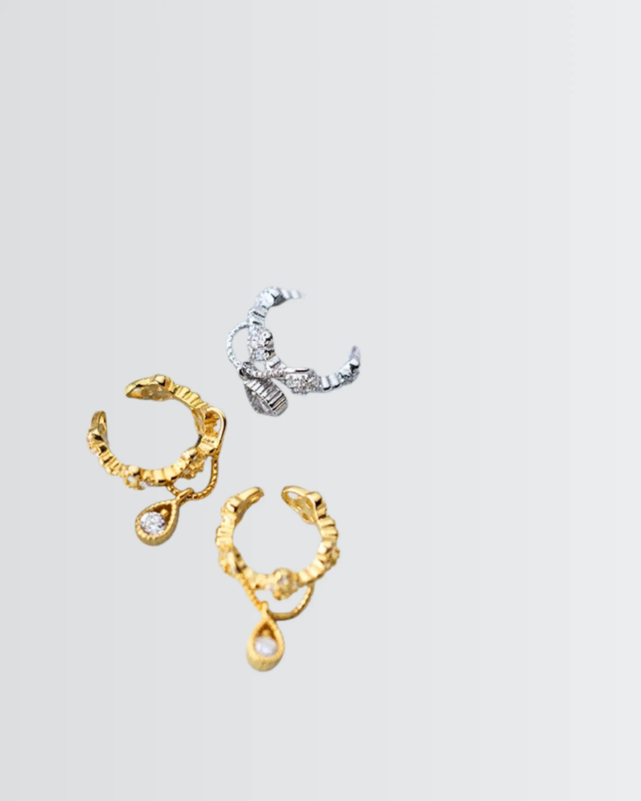 Tiny Twinkle Ear Cuffs -  Silver Earrings by BLINGLANE