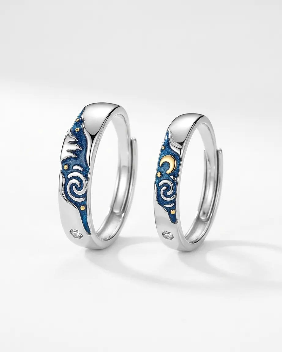 Together Under the Moon Love Bands - Silver Ring by BLINGLANE