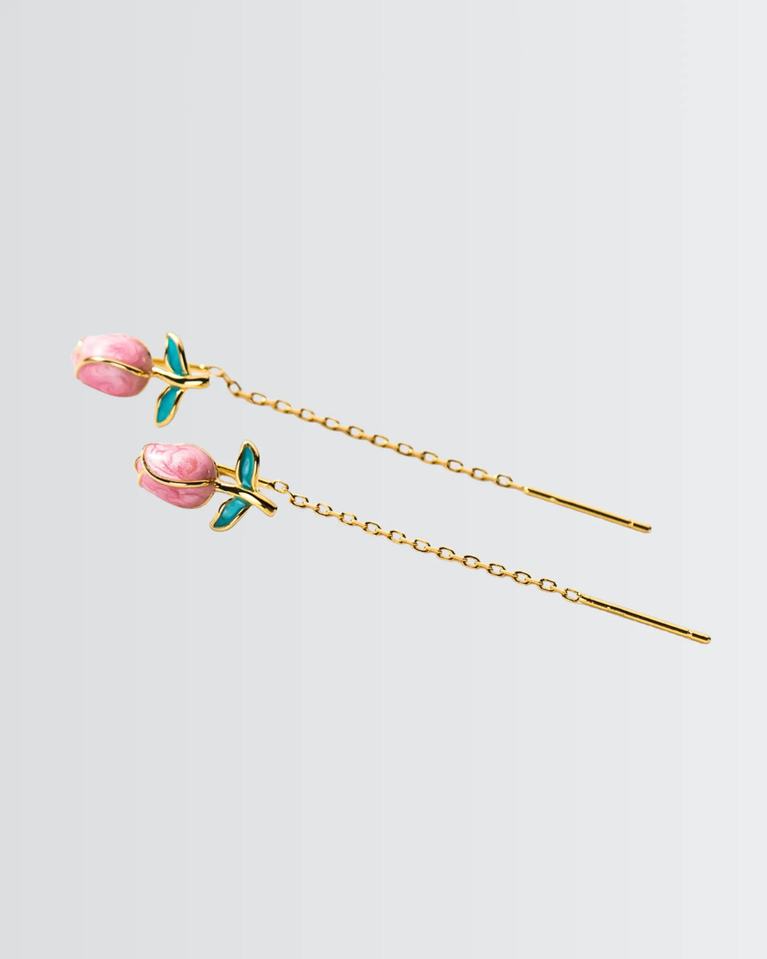 Tulip Reimagined Chain Earrings -  Silver Earrings by BLINGLANE
