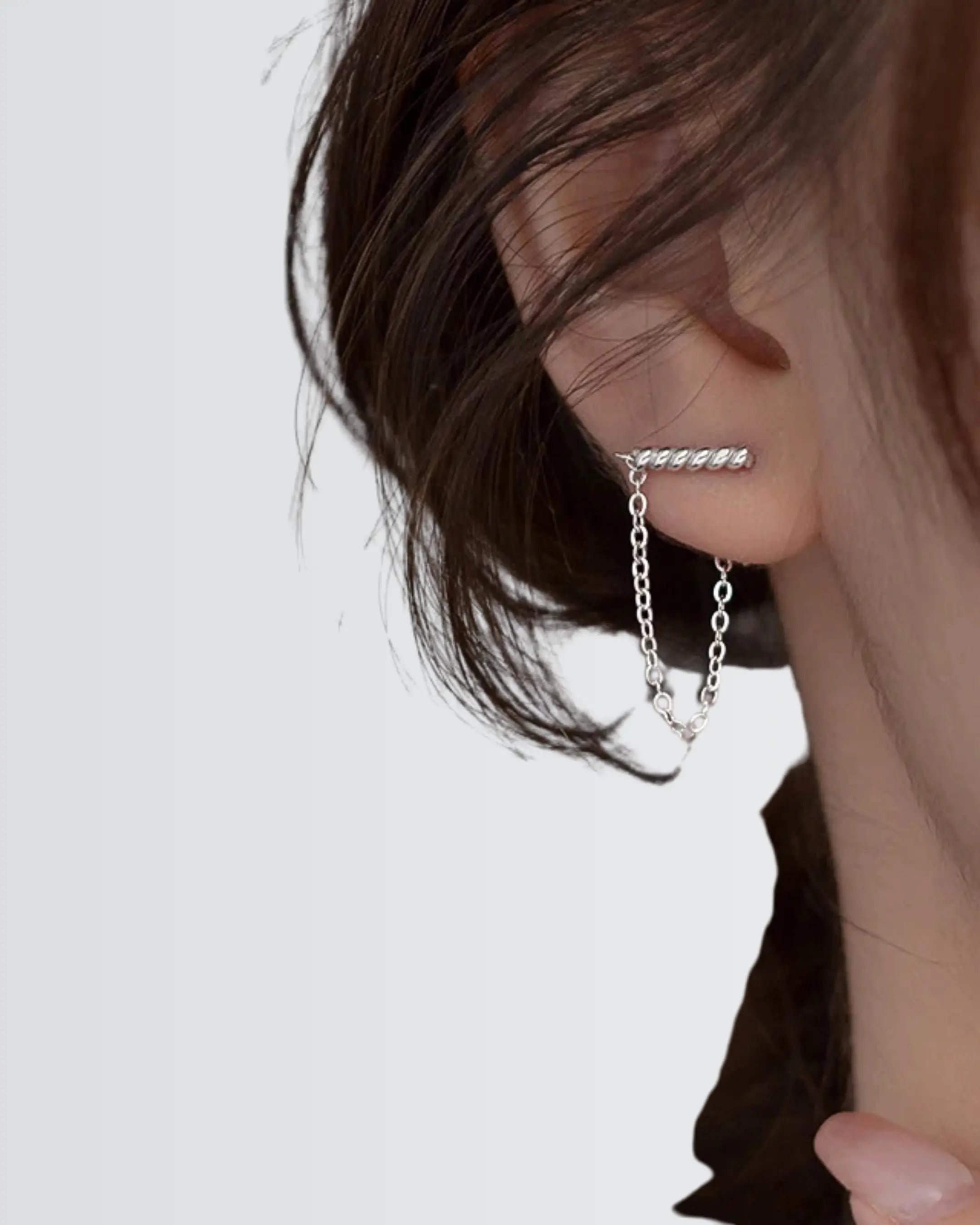 Twisted Spark Chain Earrings -  Silver Earrings by BLINGLANE