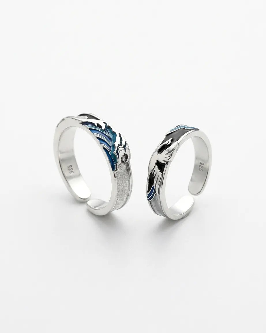 Waves or Winds Together Forever Love Bands - Silver Rings by BLINGLANE