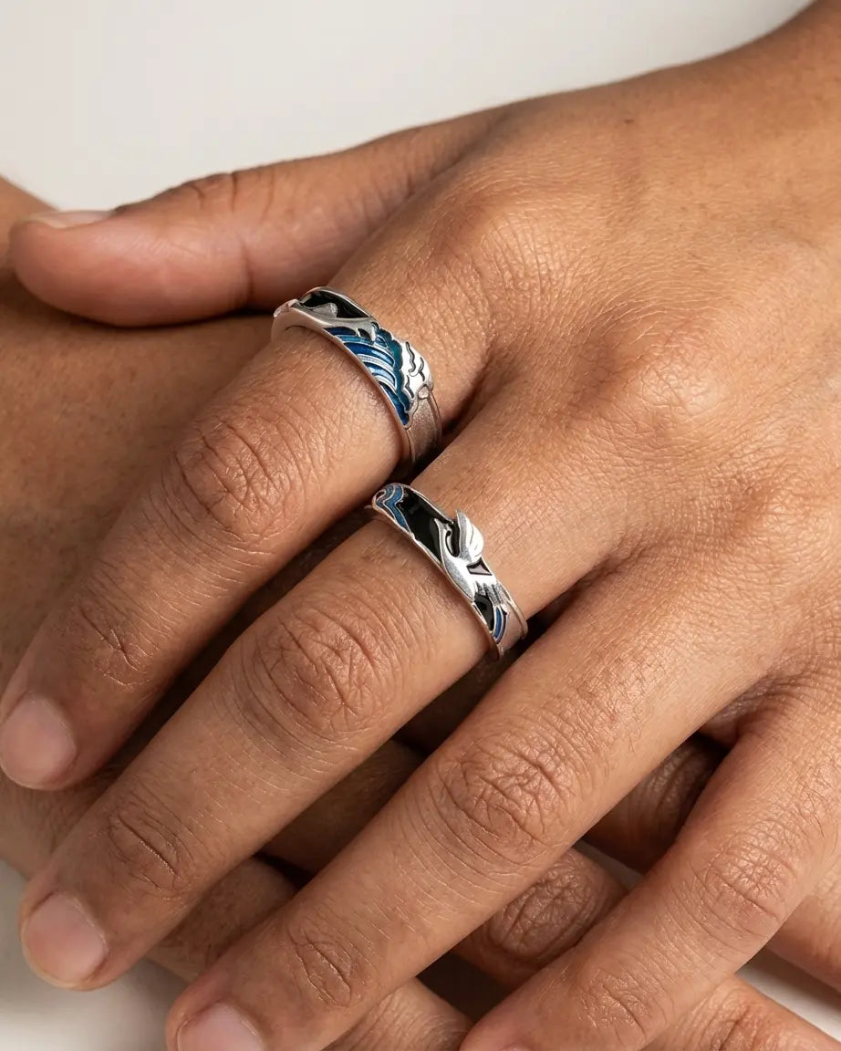 Waves or Winds Together Forever Love Bands -  Silver Rings by BLINGLANE