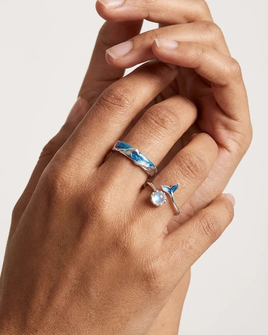 Wild Like The Sea Love Bands -  Silver Ring by BLINGLANE