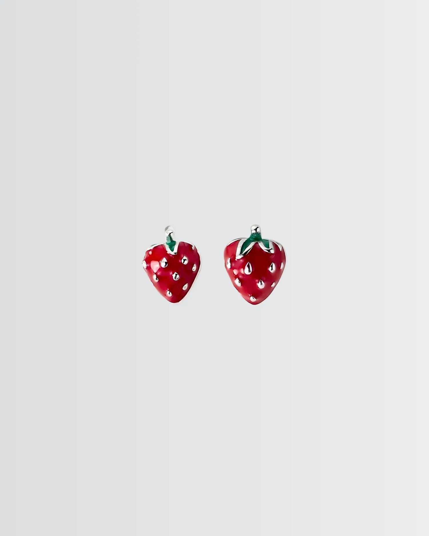 Yummy Strawberry Mini Studs -  Silver Earrings by BLINGLANE