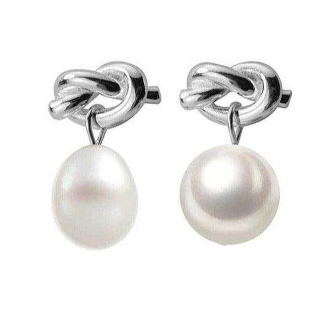 Classy Bow Knot Minimal Pearl Studs - Blinglane