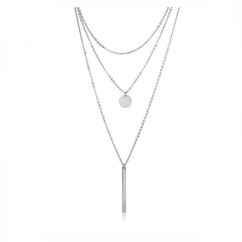 Classy Disc &amp; Bar Layered Necklace - Blinglane