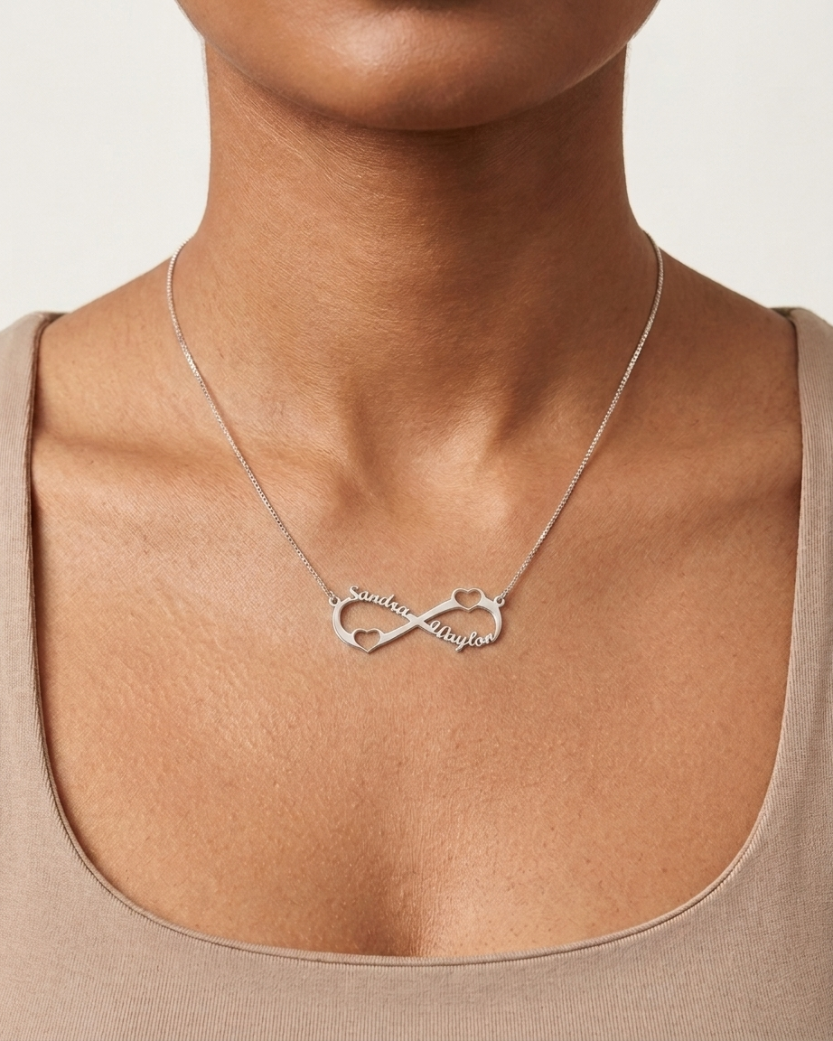 Personalize Your Names Infinity Heart Necklace