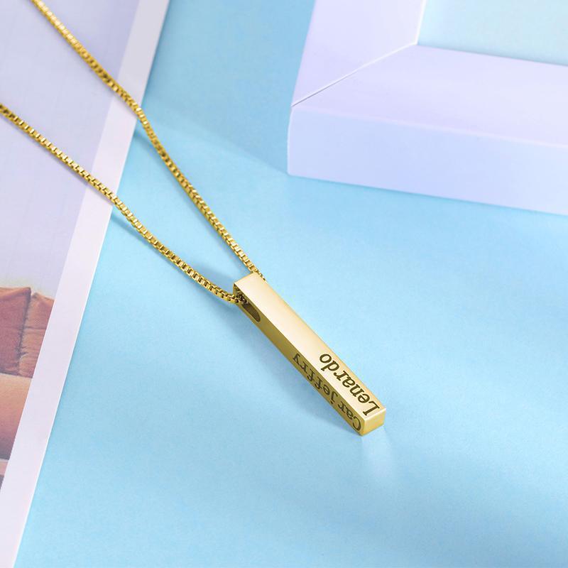 Personalize Your Name Silver Bar Necklace - Blinglane