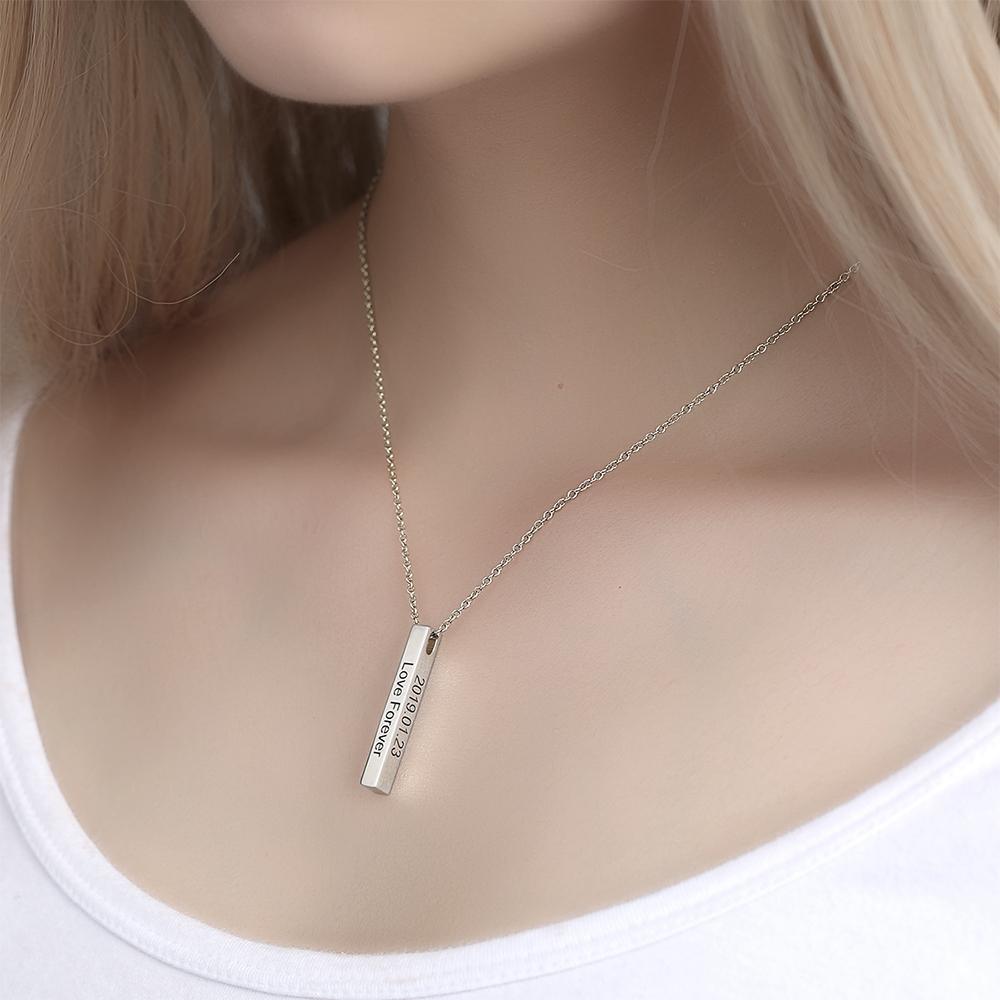 Personalize Your Name Silver Bar Necklace - Blinglane