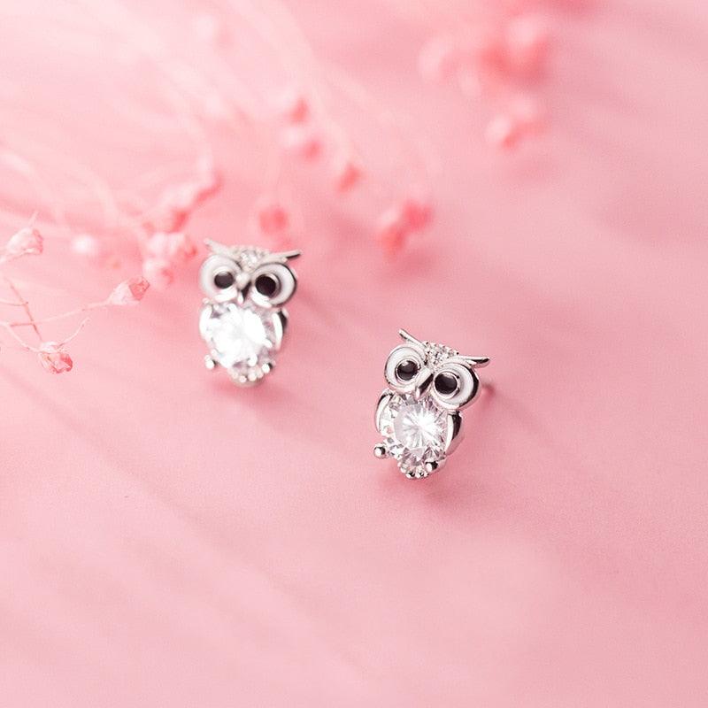 Owl Earrings, Hypoallergenic Fish Hook Earrings With Rubber Backs