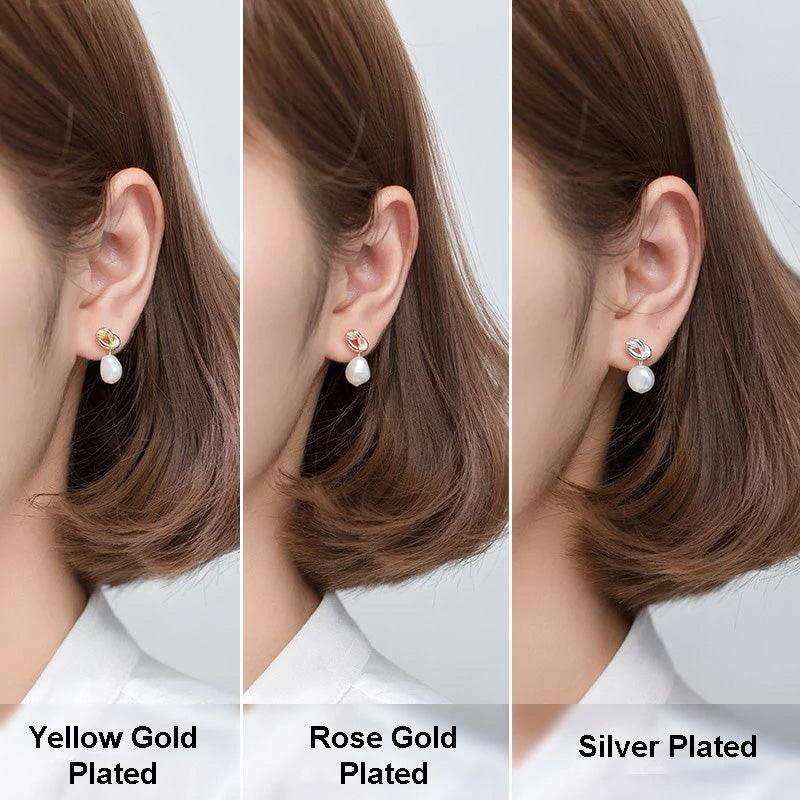 Buy LAVISH LIFESTYLE AMERICAN DIAMOND ROSE GOLD LEAF DROP PEARL EARRING for  Women Online in India