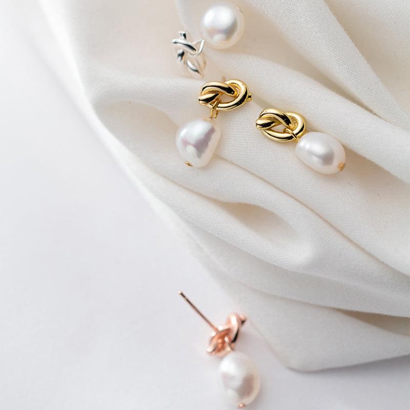 Classy Bow Knot Minimal Pearl Studs - Blinglane