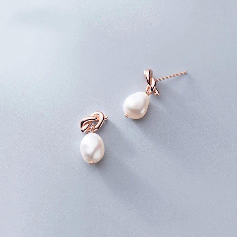 Classy Bow Knot Minimal Pearl Studs - Blinglane