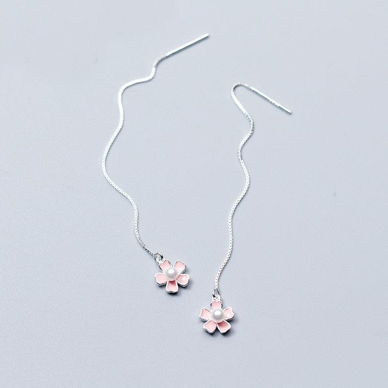 Classy Flower Chain Earrings - Blinglane