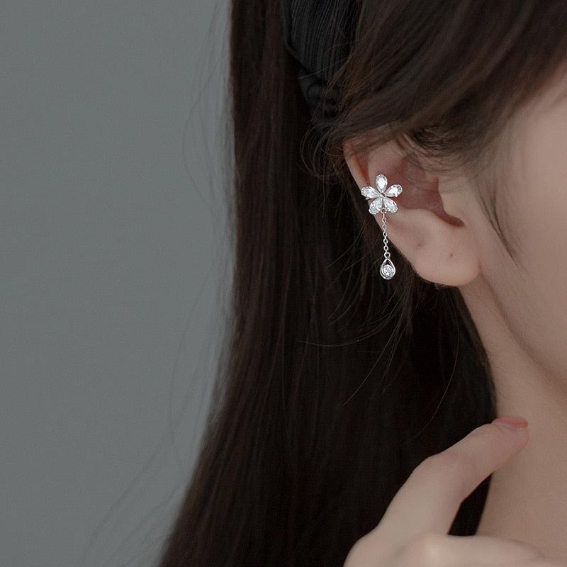 Floral Clip-on Huggie Ear Cuffs - Blinglane