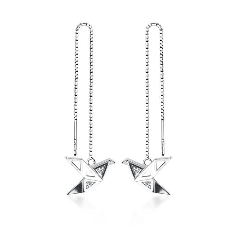 Origami Bird Chain Earrings - Blinglane