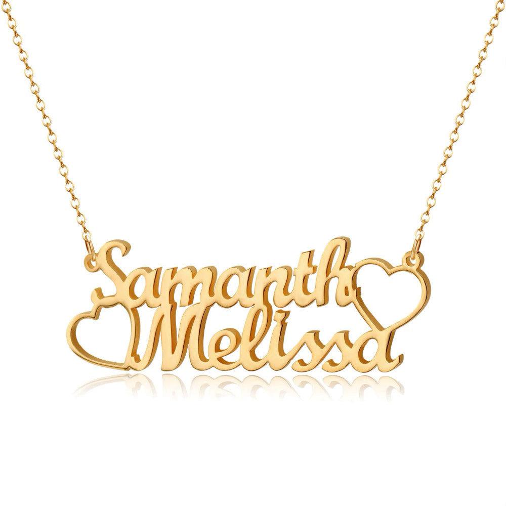 Personalize Couple Names &amp; Hearts Necklace - Blinglane