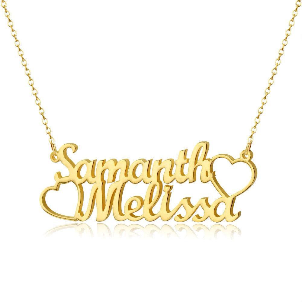 Personalize Couple Names &amp; Hearts Necklace - Blinglane