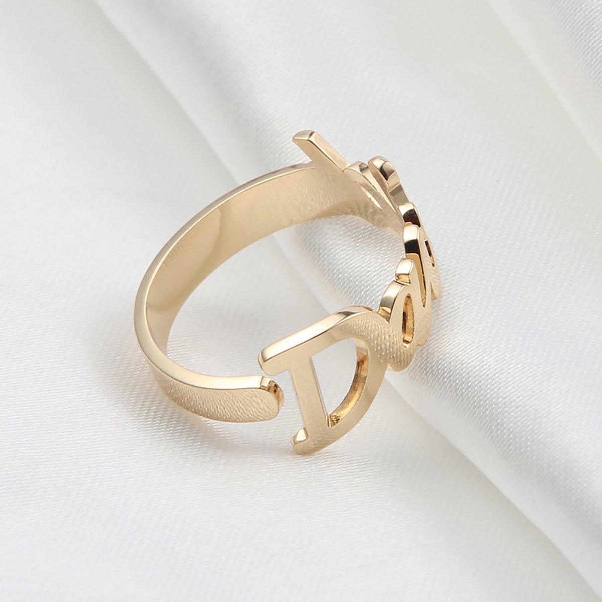 American Diamond Adjustable Initial Letter Name Alphabet (D) AD Finger Ring  For Women Girls Stylish Ring