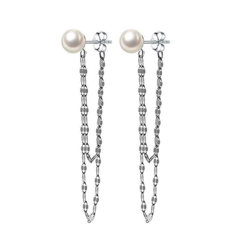 Posh Dangly Pearl Earrings - Blinglane