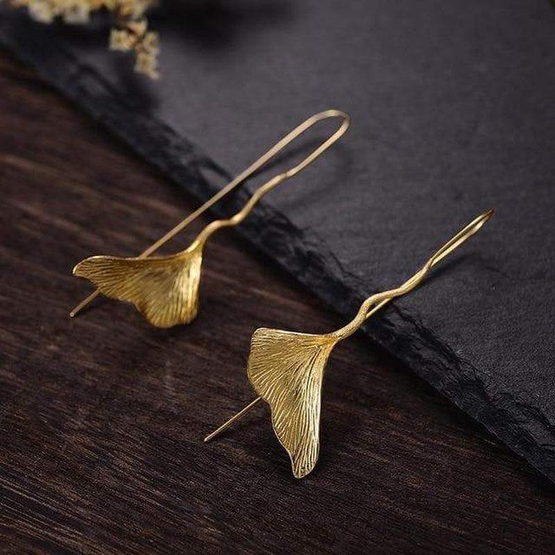 Prominent Textured Leaf Earrings - Blinglane