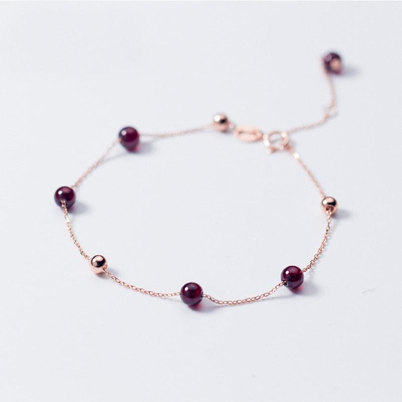 Refined Red Garnet Beads Minimal Bracelet - Blinglane