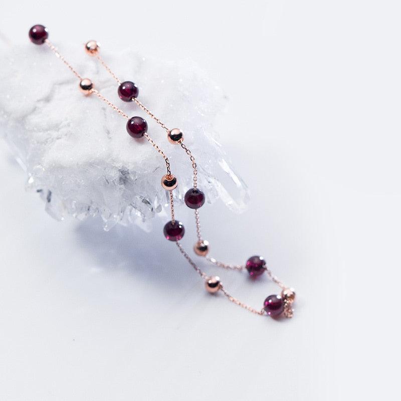 Refined Red Garnet Beads Minimal Necklace - Blinglane