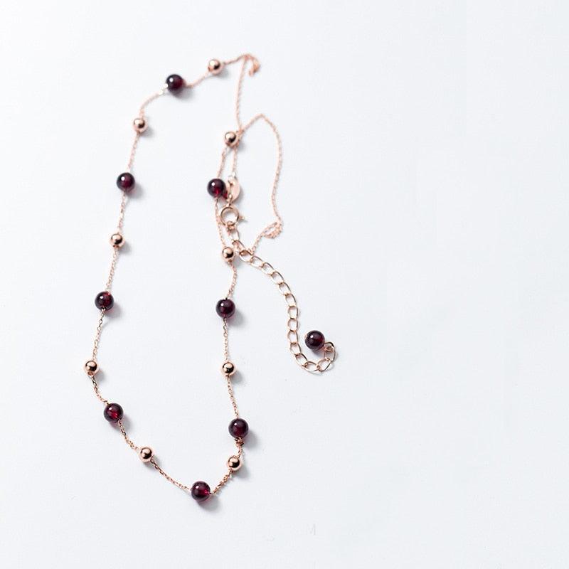 Refined Red Garnet Beads Minimal Necklace - Blinglane