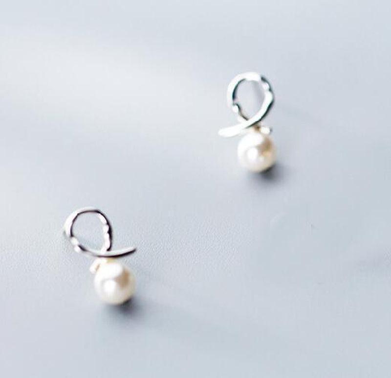 Simplified Knot Pearl Minimal Studs - Blinglane